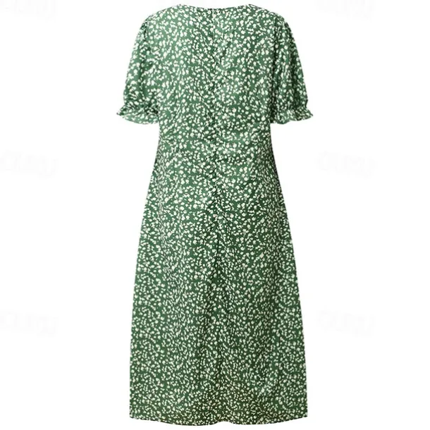 Women's Wrap Dress Floral Ditsy Floral Button Print V Neck Midi Dress Classic Daily Vacation Short Sleeve Summer Spring