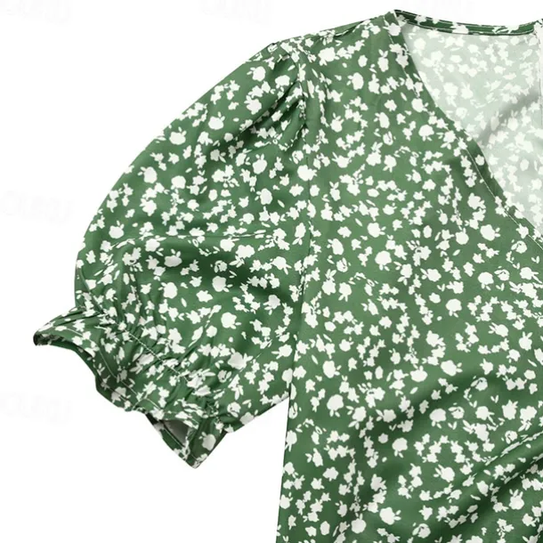 Women's Wrap Dress Floral Ditsy Floral Button Print V Neck Midi Dress Classic Daily Vacation Short Sleeve Summer Spring