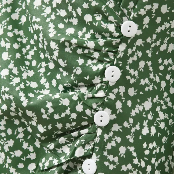 Women's Wrap Dress Floral Ditsy Floral Button Print V Neck Midi Dress Classic Daily Vacation Short Sleeve Summer Spring