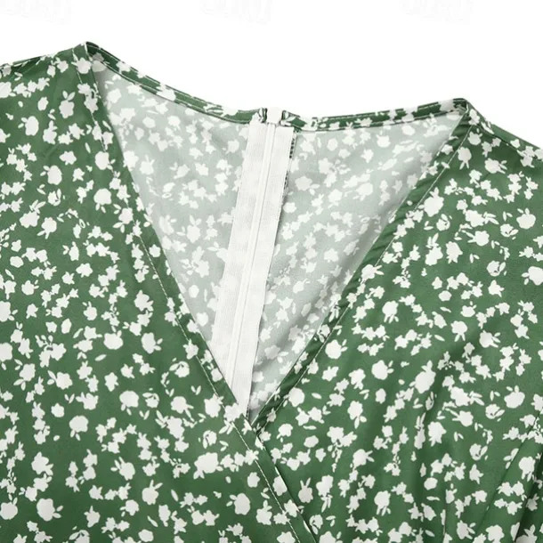 Women's Wrap Dress Floral Ditsy Floral Button Print V Neck Midi Dress Classic Daily Vacation Short Sleeve Summer Spring