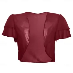 Women's Wrap Elegant Sun Protection Short Sleeve Chiffon Wedding Wraps With Pure Color For Wedding Summer