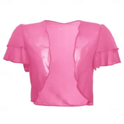 Women's Wrap Elegant Sun Protection Short Sleeve Chiffon Wedding Wraps With Pure Color For Wedding Summer