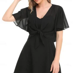 Women's Wrap Elegant Sun Protection Short Sleeve Chiffon Wedding Wraps With Pure Color For Wedding Summer