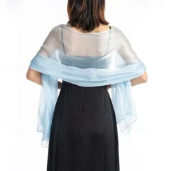 Women's Wrap Elegant Vintage Cute Sleeveless Polyester Wedding Wraps With Pure Color For Wedding Summer