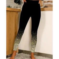 Women's Yoga Leggings Tummy Control Butt Lift High Waist Yoga Fitness Gym Workout Tights Leggings Floral 1# 2# 8# Spandex Fall Sports Activewear Stretchy Skinny