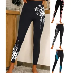 Women's Yoga Leggings Tummy Control Butt Lift High Waist Yoga Fitness Gym Workout Tights Leggings Floral 1# 2# 8# Spandex Fall Sports Activewear Stretchy Skinny