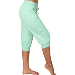 Women's Yoga Pants Drawstring Cropped with Pockets Tummy Control High Waist Yoga Gym Workout Running Capri Pants Bottoms Dark Grey Navy Apricot Cotton Linen Fall Sports Activewear High Elasticity