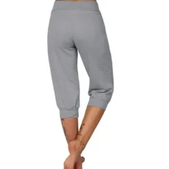 Women's Yoga Pants Drawstring Cropped with Pockets Tummy Control High Waist Yoga Gym Workout Running Capri Pants Bottoms Dark Grey Navy Apricot Cotton Linen Fall Sports Activewear High Elasticity