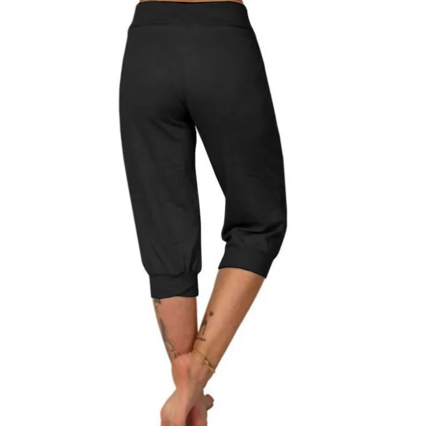 Women's Yoga Pants Drawstring Cropped with Pockets Tummy Control High Waist Yoga Gym Workout Running Capri Pants Bottoms Dark Grey Navy Apricot Cotton Linen Fall Sports Activewear High Elasticity