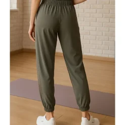 Women's Yoga Pants Mesh Patchwork Pocket Yoga Fitness Pants Green Sports Activewear Micro-elastic