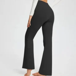 Women's Yoga Pants Side Pockets Wide Leg High Waist Yoga Fitness Gym Workout Bottoms Dark Grey Black White Spandex Fall Sports Activewear Stretchy