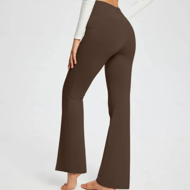 Women's Yoga Pants Side Pockets Wide Leg High Waist Yoga Fitness Gym Workout Bottoms Dark Grey Black White Spandex Fall Sports Activewear Stretchy