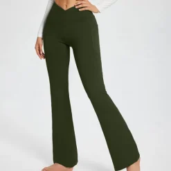 Women's Yoga Pants Side Pockets Wide Leg High Waist Yoga Fitness Gym Workout Bottoms Dark Grey Black White Spandex Fall Sports Activewear Stretchy