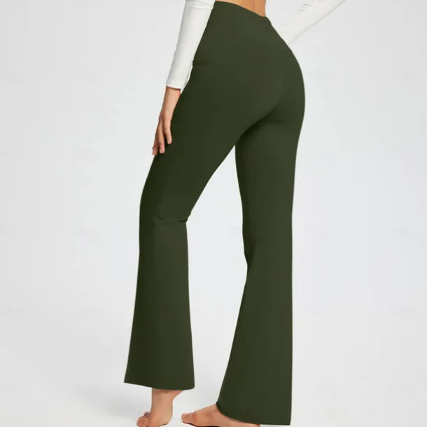 Women's Yoga Pants Side Pockets Wide Leg High Waist Yoga Fitness Gym Workout Bottoms Dark Grey Black White Spandex Fall Sports Activewear Stretchy