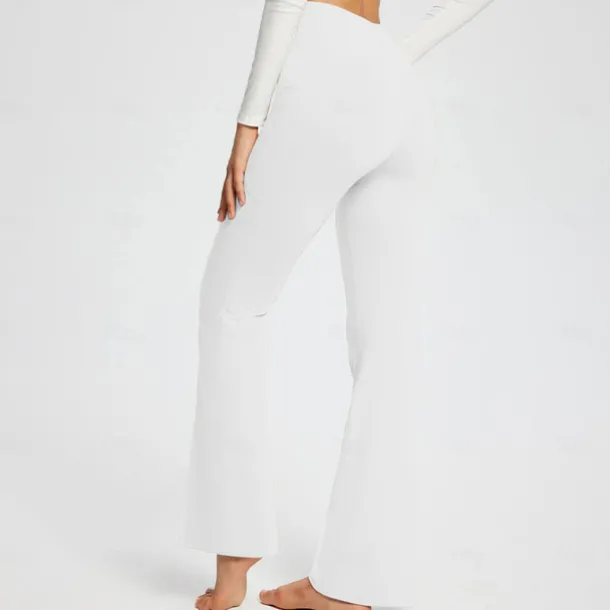 Women's Yoga Pants Side Pockets Wide Leg High Waist Yoga Fitness Gym Workout Bottoms Dark Grey Black White Spandex Fall Sports Activewear Stretchy