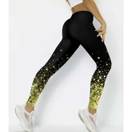 Women's Yoga Pants Tummy Control Butt Lift High Waist Yoga Fitness Gym Workout Cropped Leggings Bottoms Color Gradient Spot Black Yellow Blue Spandex Sports Activewear Stretchy Skinny