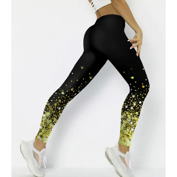 Women's Yoga Pants Tummy Control Butt Lift High Waist Yoga Fitness Gym Workout Cropped Leggings Bottoms Color Gradient Spot Black Yellow Blue Spandex Sports Activewear Stretchy Skinny