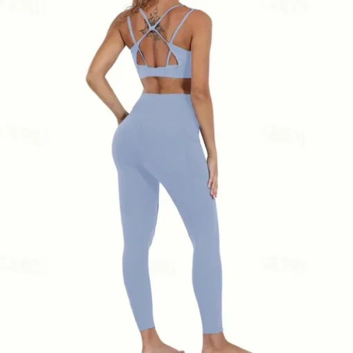 Women's Yoga Pants Yoga Leggings Pocket High Waist Yoga Gym Workout Pilates Tights Black Pink Light Blue Spandex Fall Sports Activewear Stretchy Slim