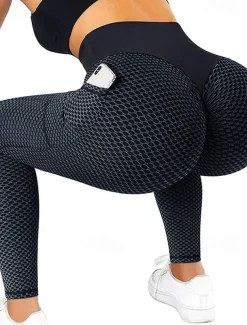 Women's Yoga Pants Yoga Leggings Pocket Basic Tummy Control Butt Lift High Waist Yoga Gym Workout Pilates Cropped Leggings Tights Fashion Black Blue Fuchsia Fall Winter Sports Activewear Stretchy Slim