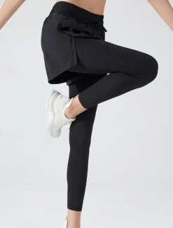 Women's Yoga Pants Yoga Leggings Pocket Drawstring 2 in 1 Yoga Fitness Pilates Pants Black Pink Purple Spandex Sports Activewear Micro-elastic