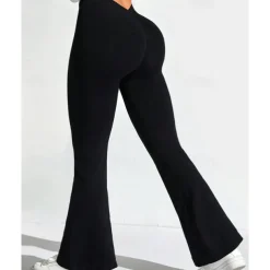 Women's Yoga Pants Yoga Leggings Flare Leg High Waist Yoga Gym Workout Pilates Tights Black Navy Blue Dark Gray Spandex Fall Sports Activewear Stretchy Slim