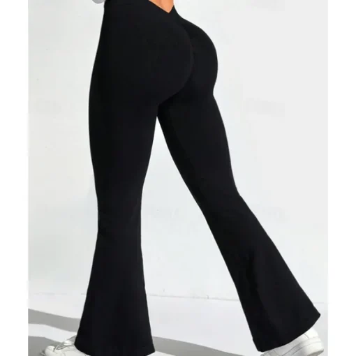 Women's Yoga Pants Yoga Leggings Flare Leg High Waist Yoga Gym Workout Pilates Tights Black Navy Blue Dark Gray Spandex Fall Sports Activewear Stretchy Slim