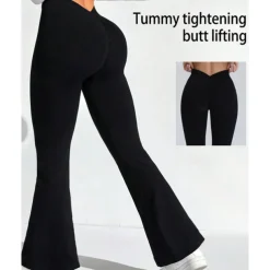Women's Yoga Pants Yoga Leggings Flare Leg High Waist Yoga Gym Workout Pilates Tights Black Navy Blue Dark Gray Spandex Fall Sports Activewear Stretchy Slim
