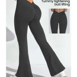 Women's Yoga Pants Yoga Leggings Flare Leg High Waist Yoga Gym Workout Pilates Tights Black Navy Blue Dark Gray Spandex Fall Sports Activewear Stretchy Slim