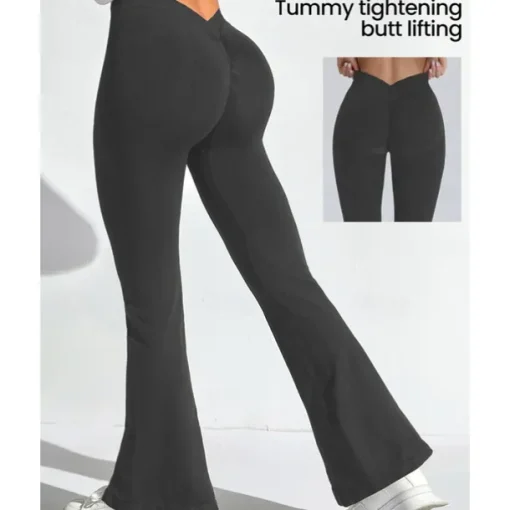 Women's Yoga Pants Yoga Leggings Flare Leg High Waist Yoga Gym Workout Pilates Tights Black Navy Blue Dark Gray Spandex Fall Sports Activewear Stretchy Slim