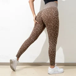 Women's Yoga Pants Yoga Leggings High Waist Yoga Gym Workout Pilates Tights Leopard Print Black Purple Fuchsia Sports Activewear Stretchy Slim