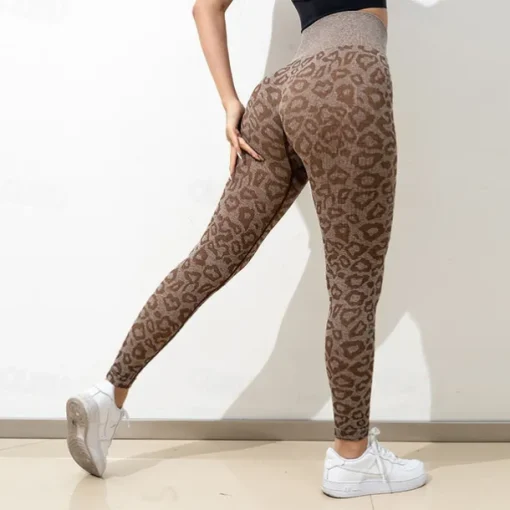 Women's Yoga Pants Yoga Leggings High Waist Yoga Gym Workout Pilates Tights Leopard Print Black Purple Fuchsia Sports Activewear Stretchy Slim