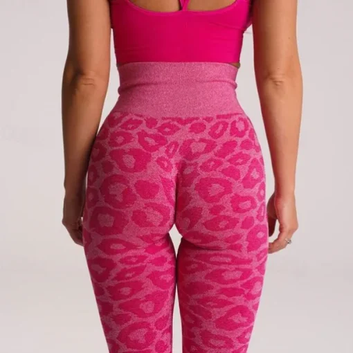 Women's Yoga Pants Yoga Leggings High Waist Yoga Gym Workout Pilates Tights Leopard Print Black Purple Fuchsia Sports Activewear Stretchy Slim