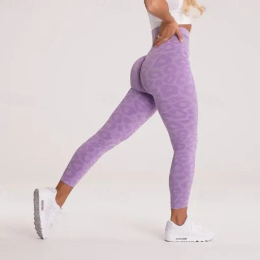 Women's Yoga Pants Yoga Leggings High Waist Yoga Gym Workout Pilates Tights Leopard Print Black Purple Fuchsia Sports Activewear Stretchy Slim