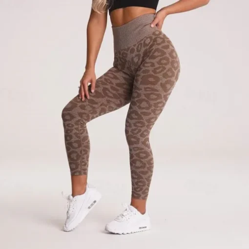 Women's Yoga Pants Yoga Leggings High Waist Yoga Gym Workout Pilates Tights Leopard Print Black Purple Fuchsia Sports Activewear Stretchy Slim