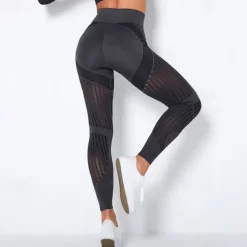 Women's Yoga Pants Yoga Leggings Mesh Patchwork High Waist Yoga Gym Workout Pilates Tights Color Block Dark Grey Black Army Green Spandex Sports Activewear Stretchy Slim