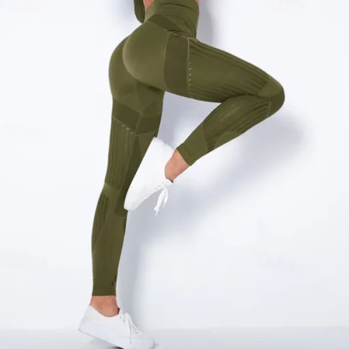 Women's Yoga Pants Yoga Leggings Mesh Patchwork High Waist Yoga Gym Workout Pilates Tights Color Block Dark Grey Black Army Green Spandex Sports Activewear Stretchy Slim