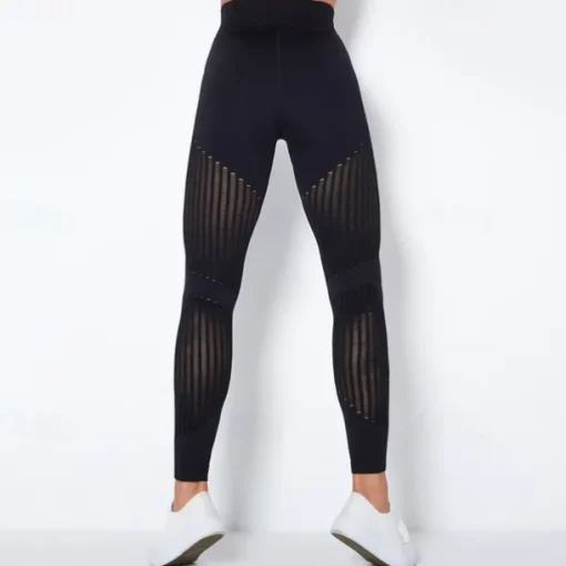 Women's Yoga Pants Yoga Leggings Mesh Patchwork High Waist Yoga Gym Workout Pilates Tights Color Block Dark Grey Black Army Green Spandex Sports Activewear Stretchy Slim
