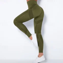 Women's Yoga Pants Yoga Leggings Mesh Patchwork High Waist Yoga Gym Workout Pilates Tights Color Block Dark Grey Black Army Green Spandex Sports Activewear Stretchy Slim