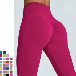 Women's Yoga Pants Yoga Leggings Elastic Waistband High Waist Yoga Gym Workout Pilates Tights Black Yellow Pink Sports Activewear Stretchy Slim