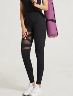 Women's Yoga Pants Yoga Leggings Patchwork Basic Tummy Control Butt Lift High Waist Yoga Gym Workout Pilates Cropped Leggings Tights Fashion Black Fall Winter Sports Activewear Stretchy Slim