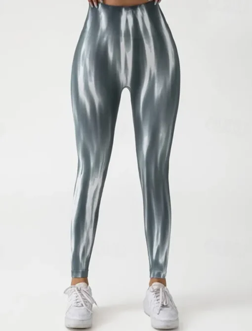 Women's Yoga Pants Yoga Leggings Elastic Waistband High Waist Yoga Gym Workout Pilates Tights Tie Dye Orange Green Grey Fall Sports Activewear Stretchy Slim