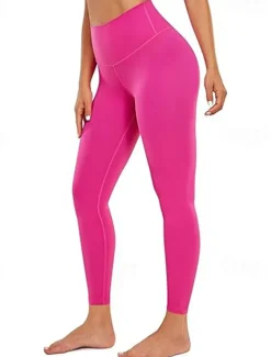 Women's Yoga Pants Yoga Leggings Elastic Waistband High Waist Yoga Gym Workout Pilates Tights Black Burgundy Coffee Fall Sports Activewear Stretchy Slim