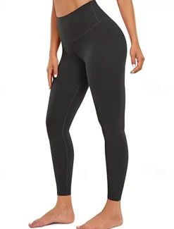 Women's Yoga Pants Yoga Leggings Elastic Waistband High Waist Yoga Gym Workout Pilates Tights Black Burgundy Coffee Fall Sports Activewear Stretchy Slim