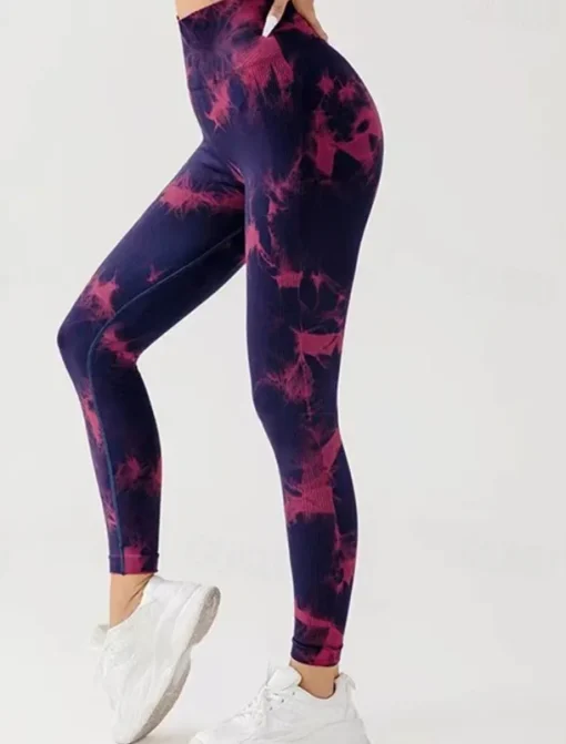 Women's Yoga Pants Yoga Leggings High Waist Yoga Gym Workout Pilates Tights Tie Dye Black Royal Blue Blue Spandex Fall Sports Activewear Stretchy Slim