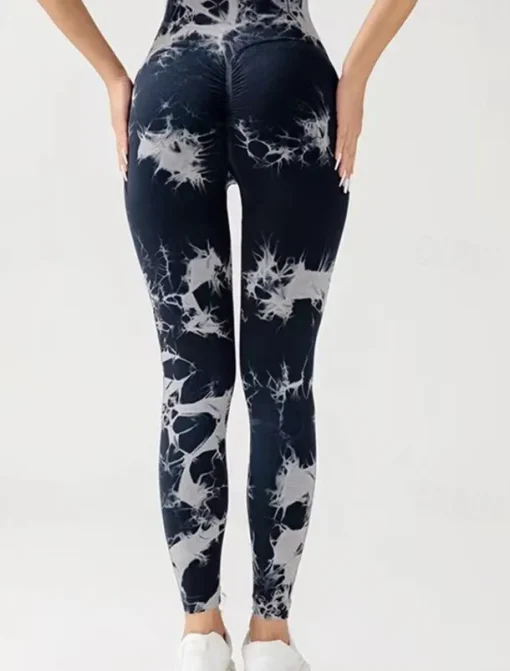 Women's Yoga Pants Yoga Leggings High Waist Yoga Gym Workout Pilates Tights Tie Dye Black Royal Blue Blue Spandex Fall Sports Activewear Stretchy Slim