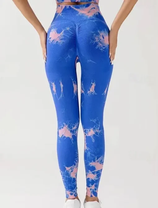 Women's Yoga Pants Yoga Leggings High Waist Yoga Gym Workout Pilates Tights Tie Dye Black Royal Blue Blue Spandex Fall Sports Activewear Stretchy Slim