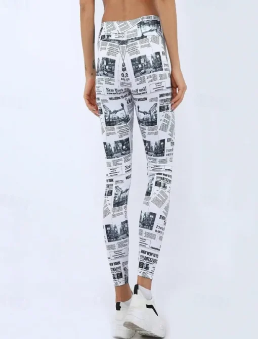 Women's Yoga Pants Yoga Leggings High Waist Yoga Gym Workout Pilates Tights Color Block White Green Fall Sports Activewear Stretchy Slim