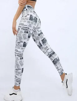 Women's Yoga Pants Yoga Leggings High Waist Yoga Gym Workout Pilates Tights Color Block White Green Fall Sports Activewear Stretchy Slim