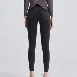 Women's Yoga Pants Yoga Leggings Jeggings Tummy Control Butt Lift High Waist Yoga Gym Workout Pilates Tights Dark Grey Black Blue Fall Winter Sports Activewear Stretchy Slim