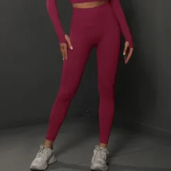 Women's Yoga Pants Yoga Leggings High Waist Yoga Gym Workout Pilates Tights Dark Grey Black Burgundy Spandex Sports Activewear Stretchy Slim